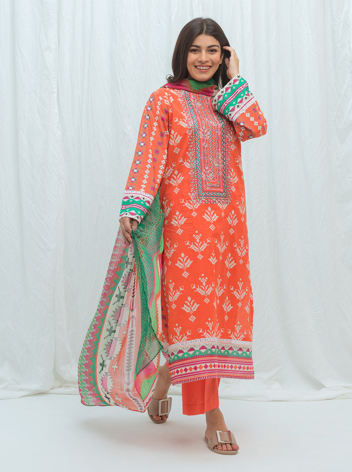 ELEGANT PEACH-EMBROIDERED-2P