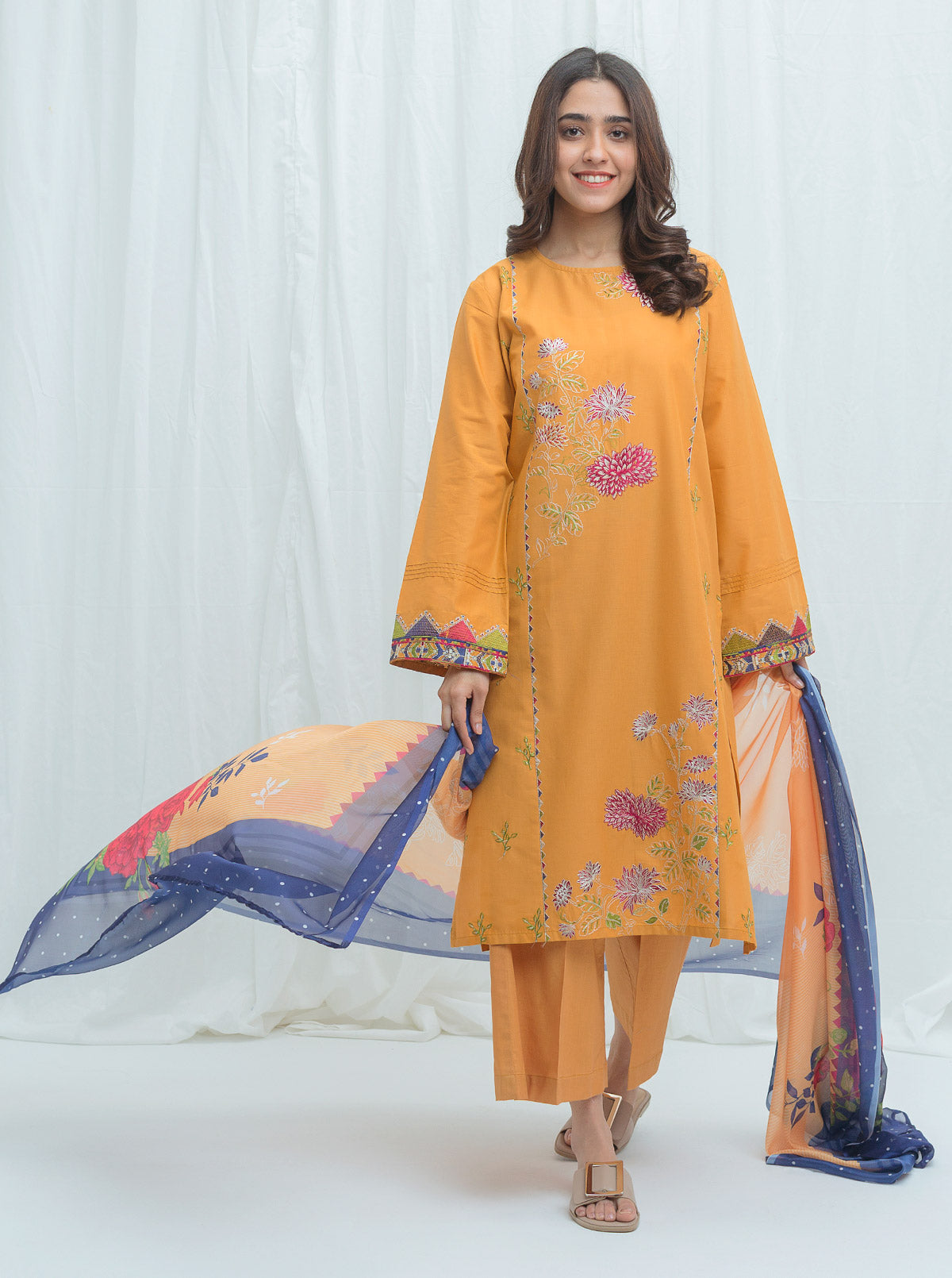 ROYAL MUSTARD-EMBROIDERED-2P