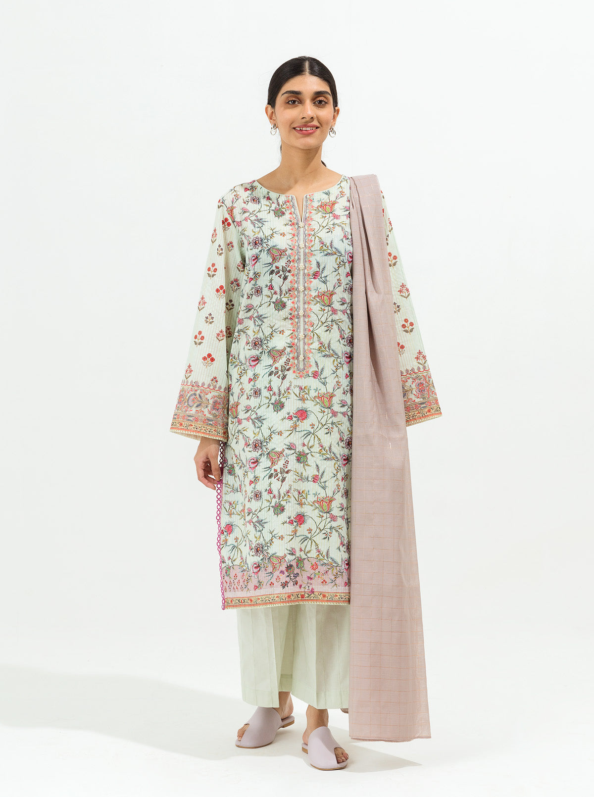 2 PIECE - EMBROIDERED LAWN SUIT - BLOOMING CHINTZ (UNSTITCHED)