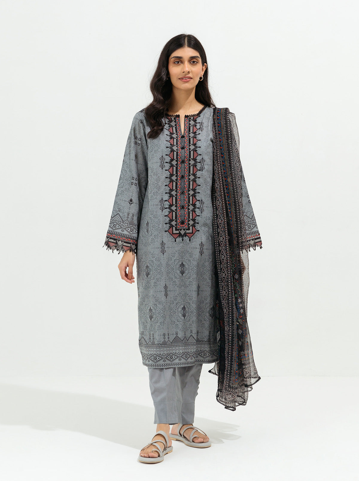 Antique Gray-Embroidered-2P