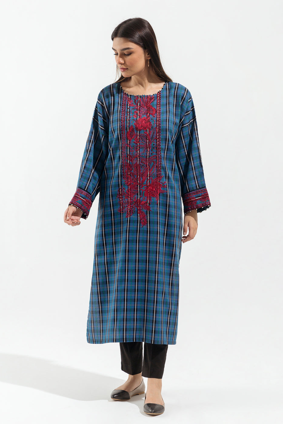 1 PIECE - EMBROIDERED YARN DYED SHIRT - JACOBEAN AZURE (UNSTITCHED)