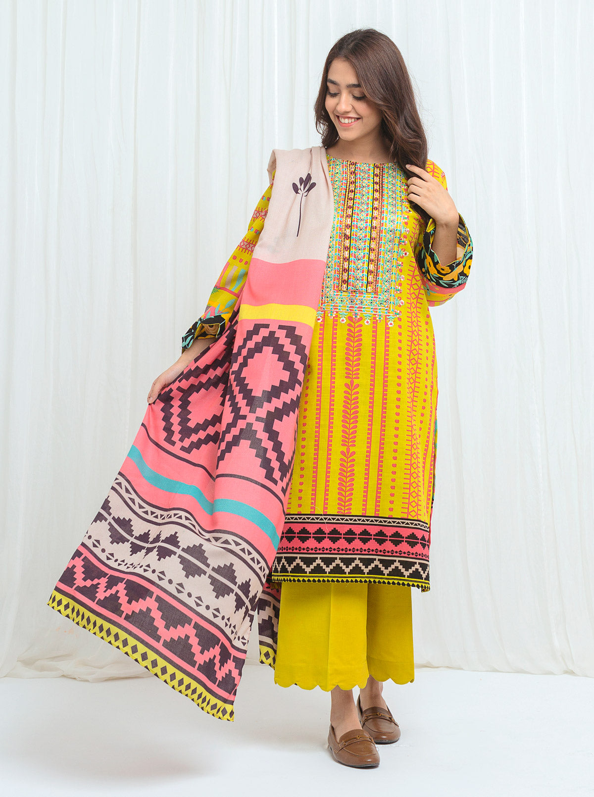 Afterglow Mist With Printed Shawl - 3P