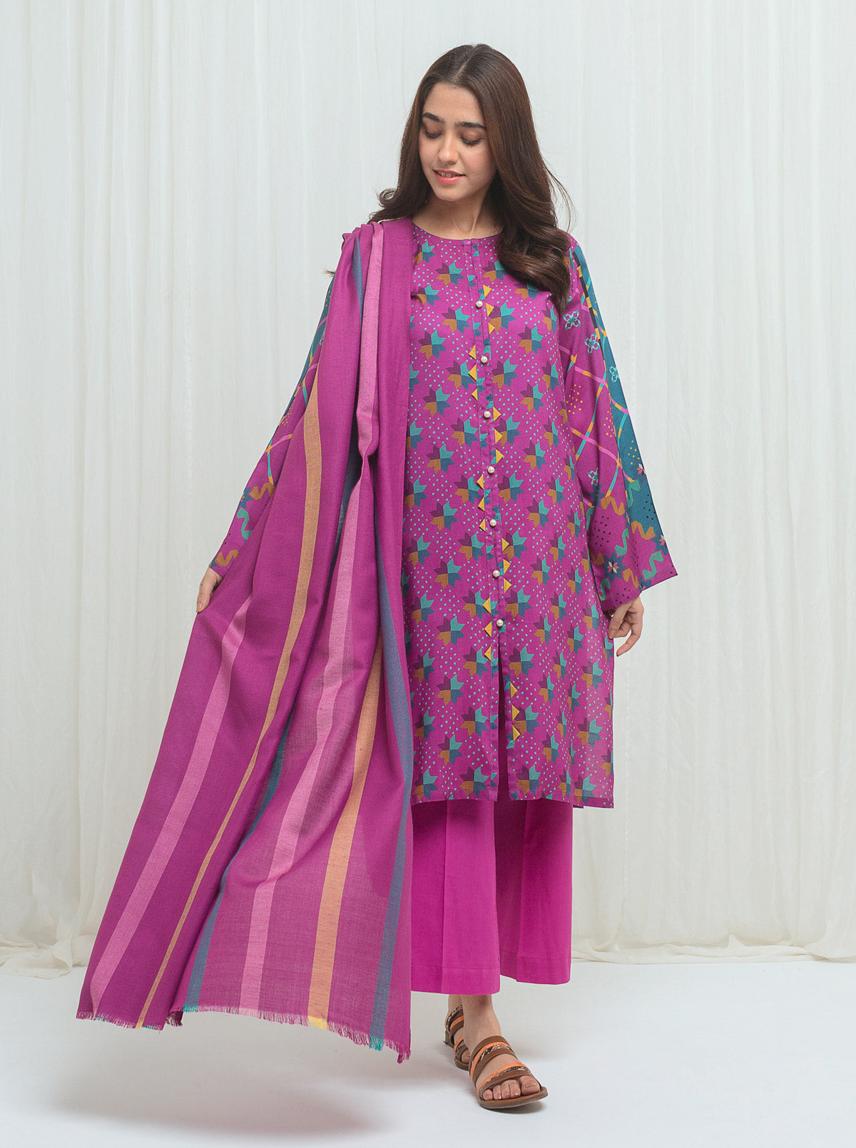 Vivid Viola With Woven Shawl-3P