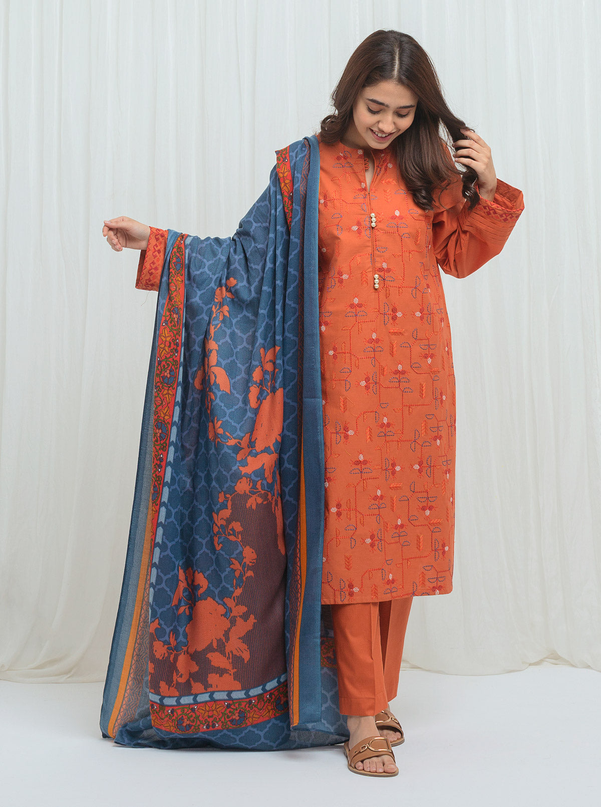 Mystical Tribe With Printed Shawl-3P