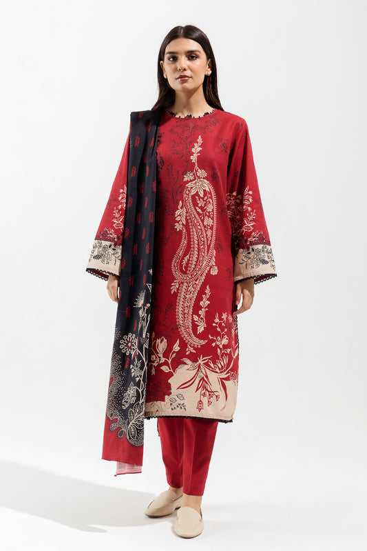 3 PIECE - PRINTED KHADDAR SUIT - RUBY ADORN (UNSTITCHED)