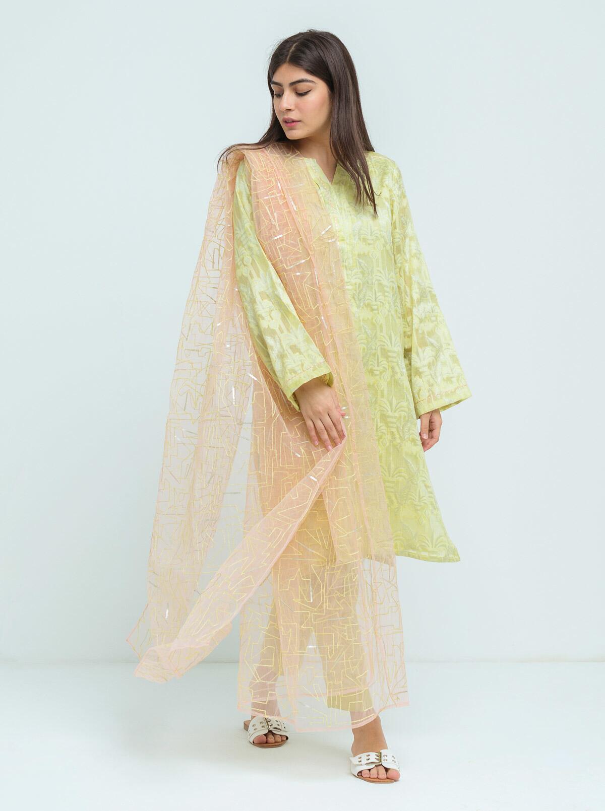 JACQUARD SHIRT WITH DUPATTA