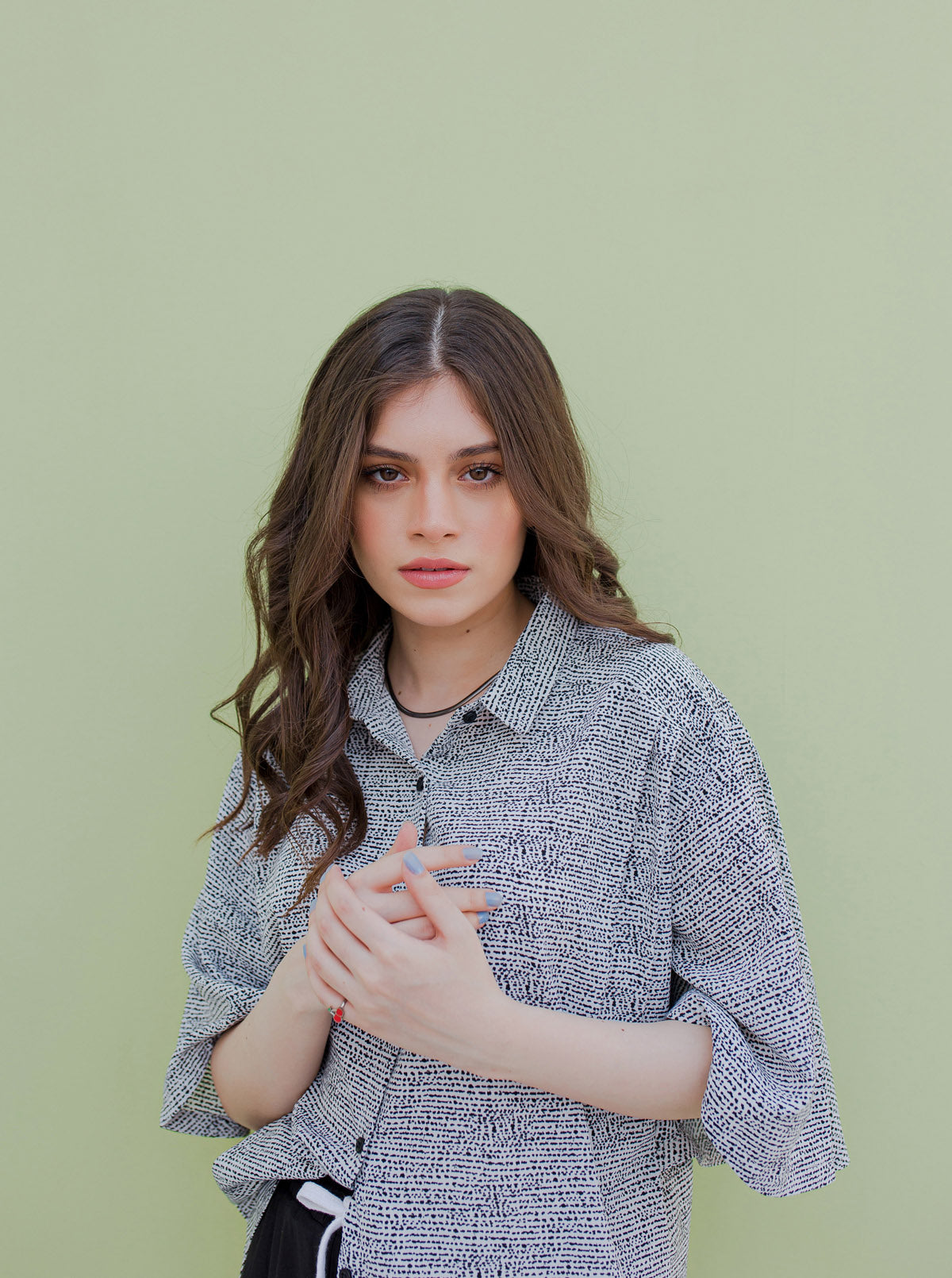 PRINTED PETAL SLEEVE TOP