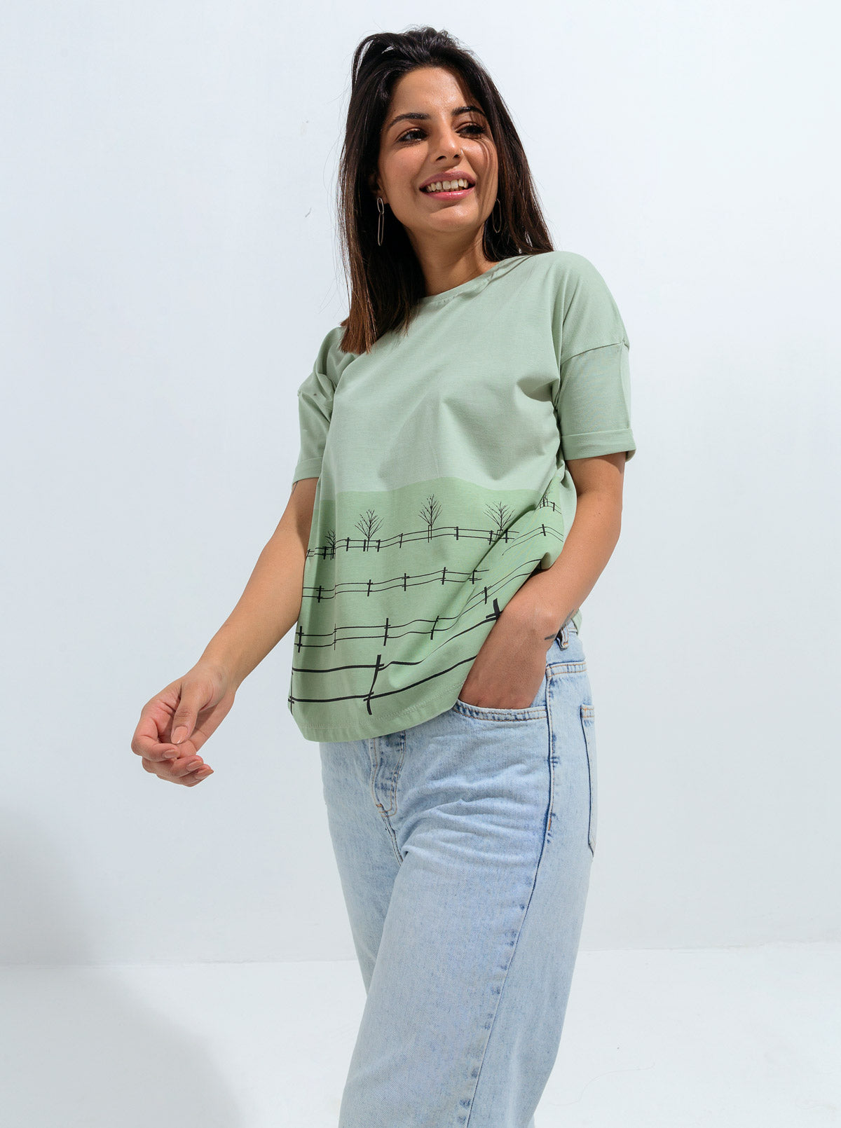 COLOR BLOCK PRINT T-SHIRT