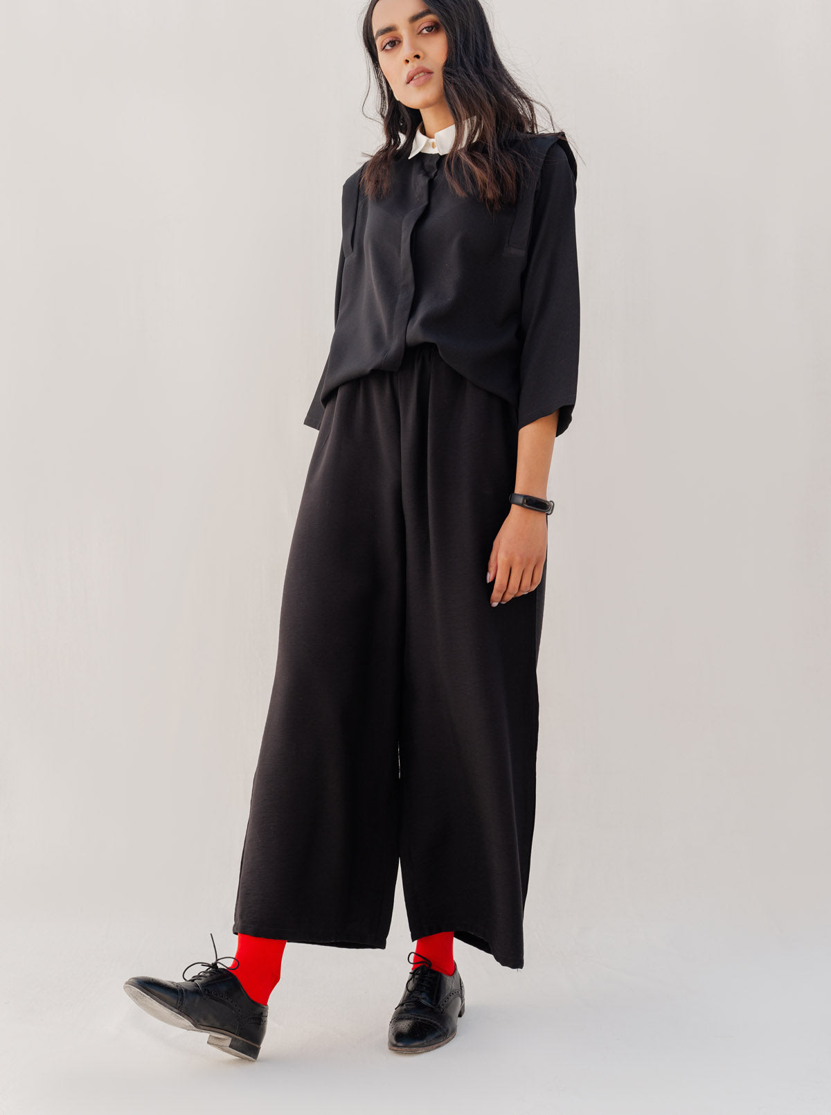 BLACK DRAWSTRING CULOTTES