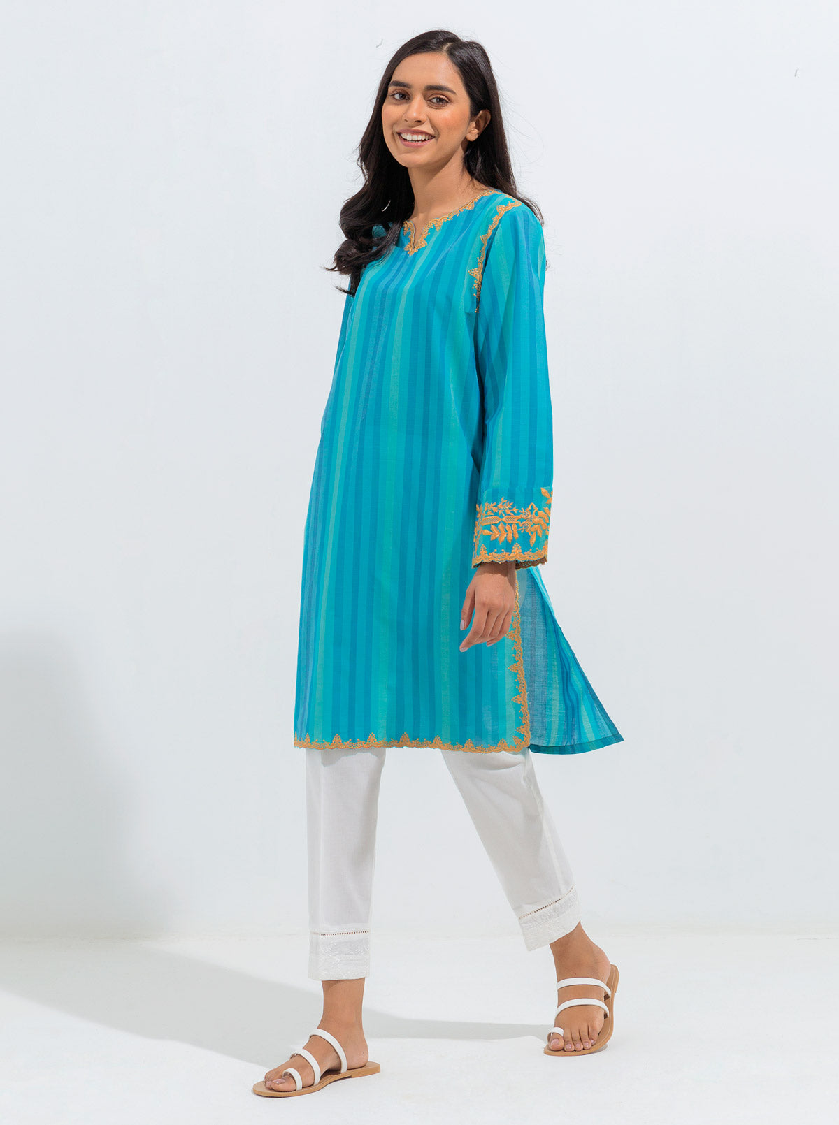 EMBROIDERED YARN DYED COTTON SHIRT (PRET)
