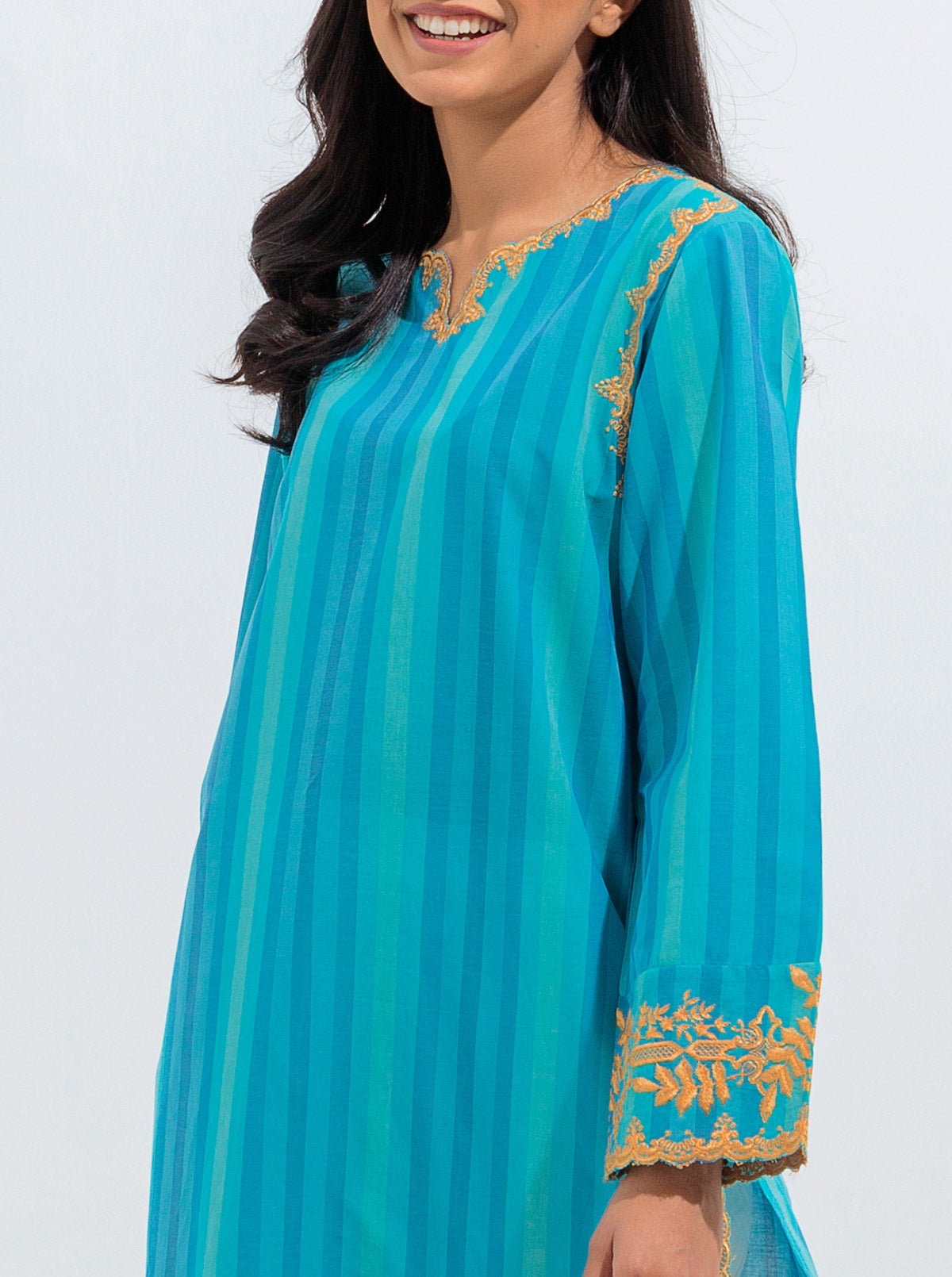 EMBROIDERED YARN DYED COTTON SHIRT (PRET)