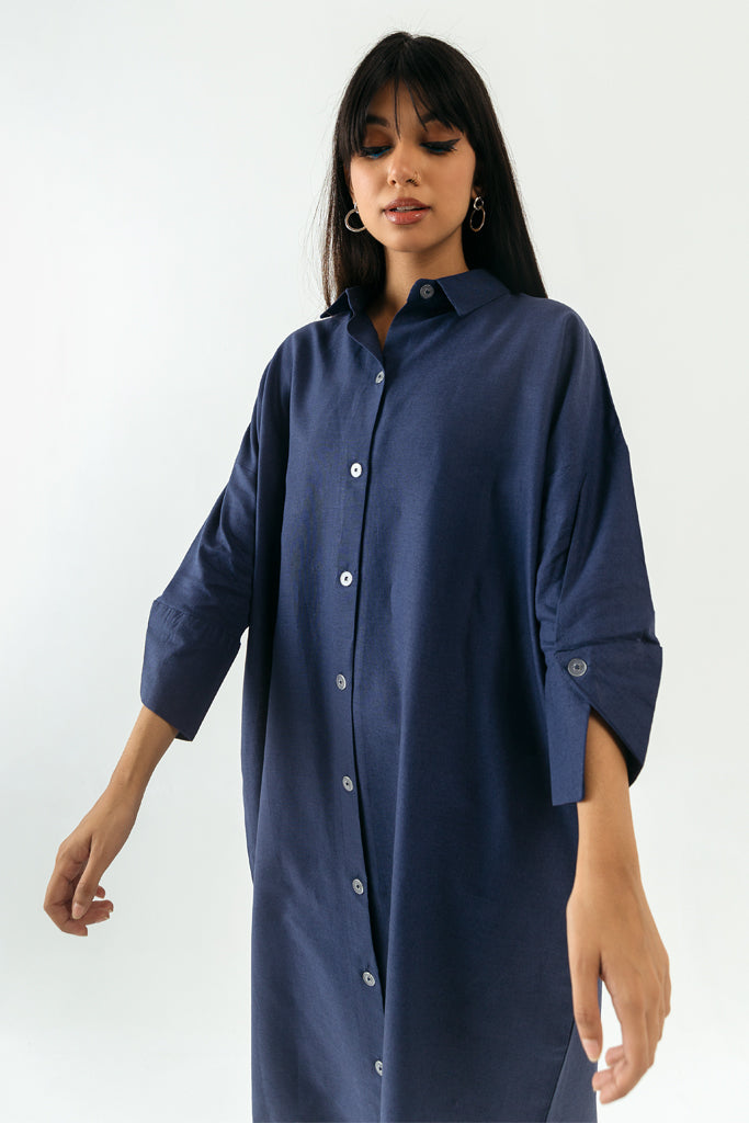 Blue Linen Long Tunic