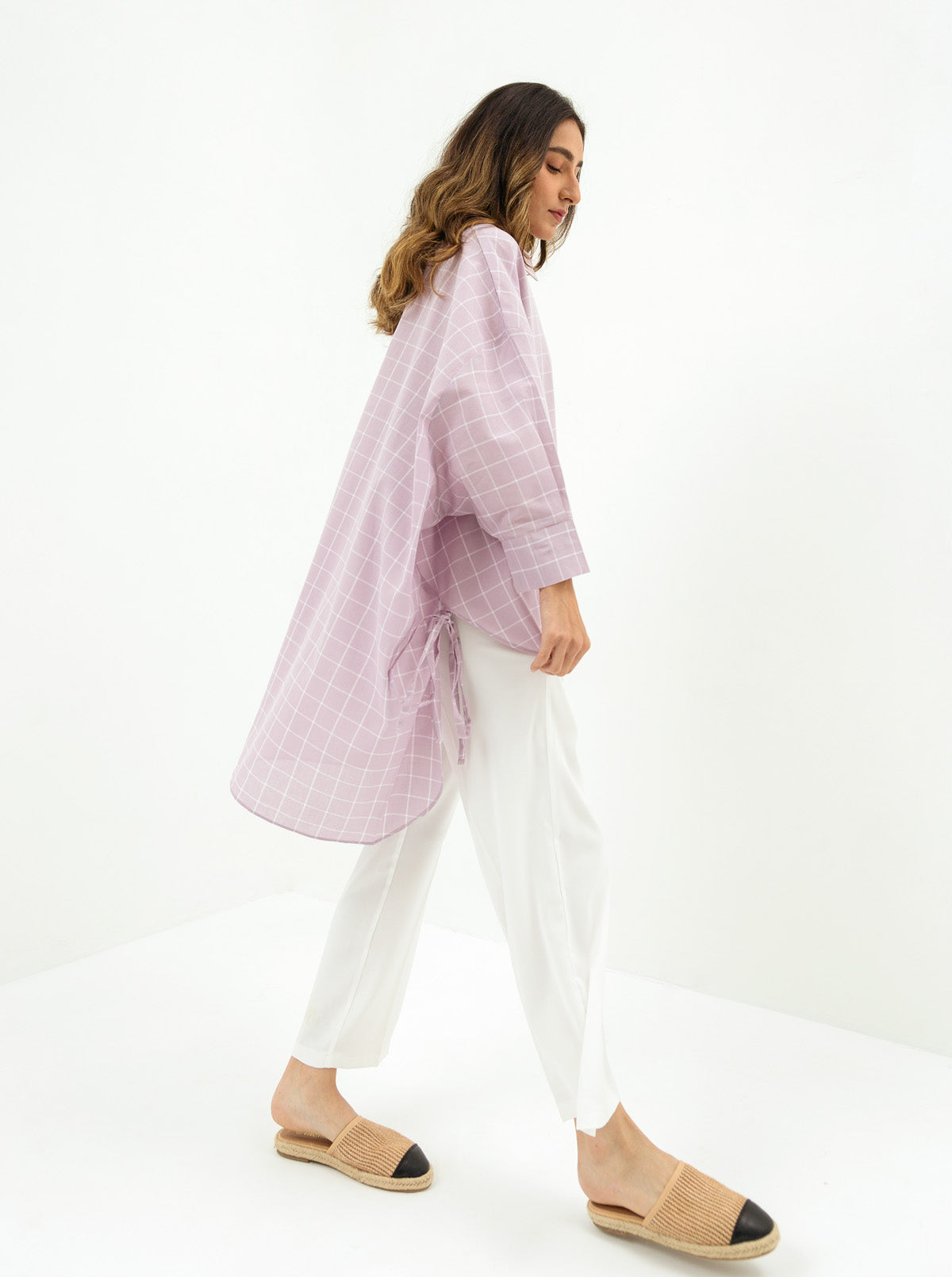 Lilac Oversized Check Shirt