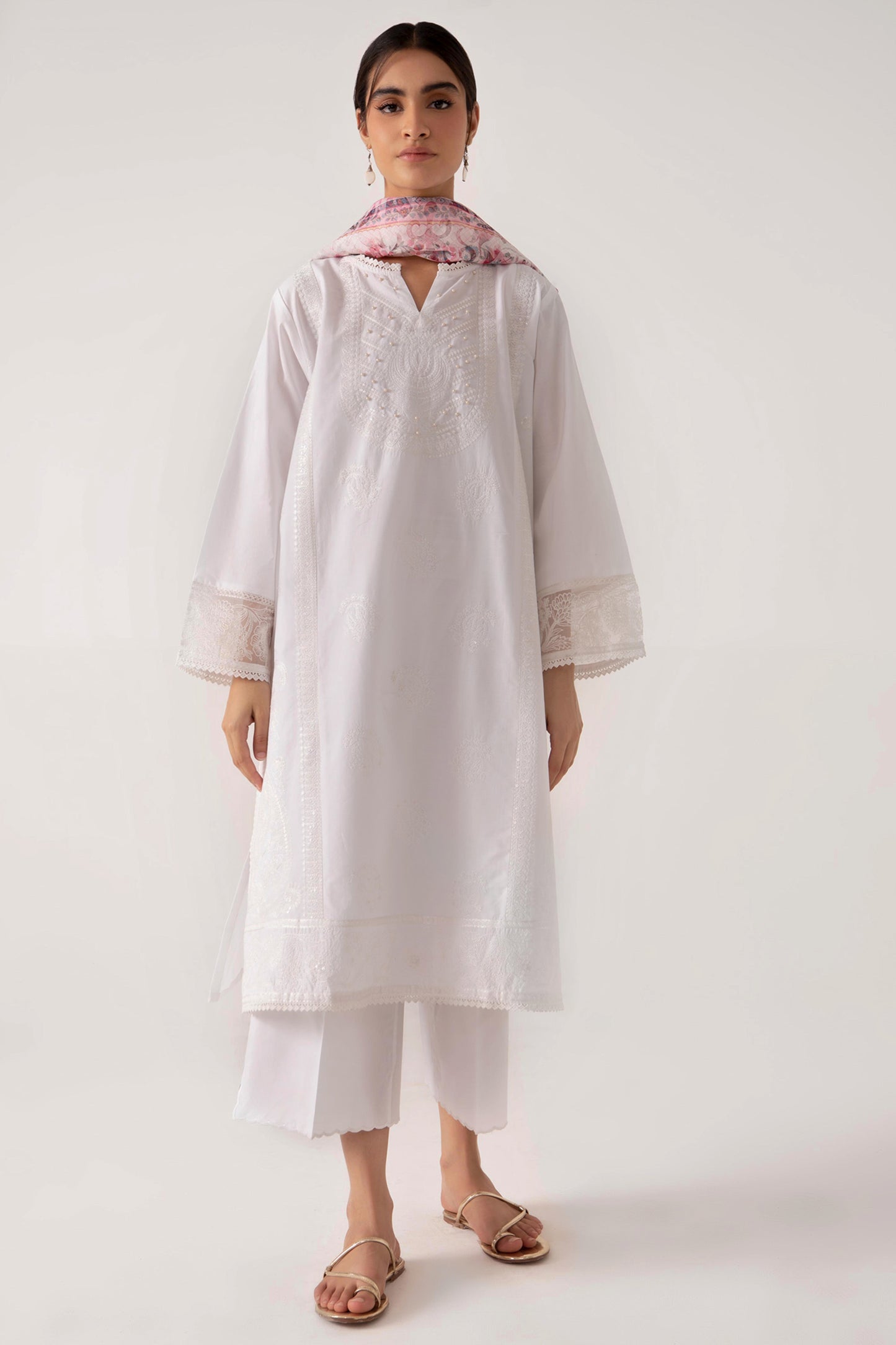 Embroidered Shirt With Dupatta