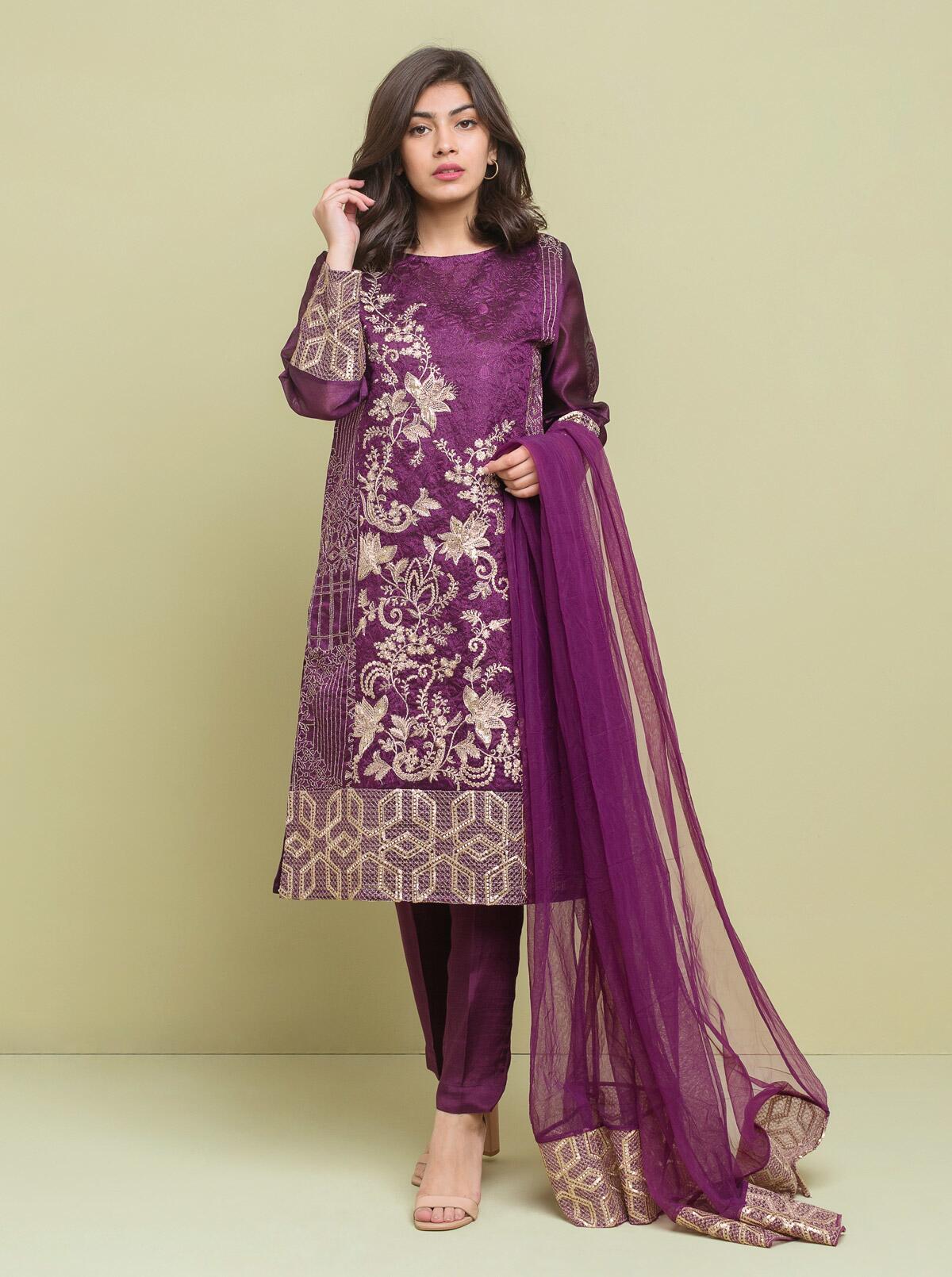 Embroidered Shirt With Dupatta