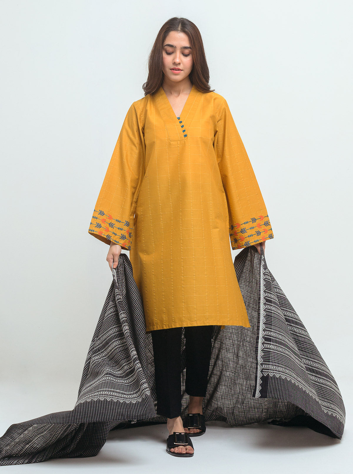 Embroidered Shirt With Dupatta
