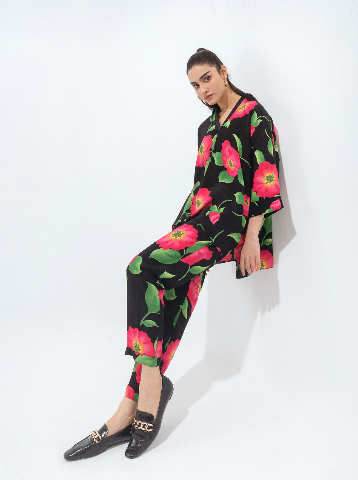 BLACK FLORAL CO-ORD SET
