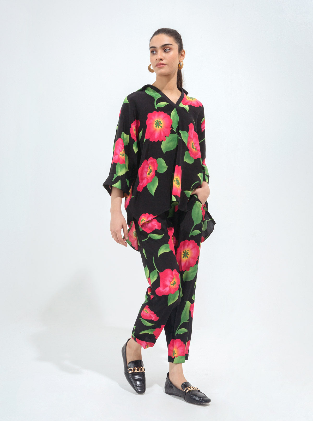 BLACK FLORAL CO-ORD SET