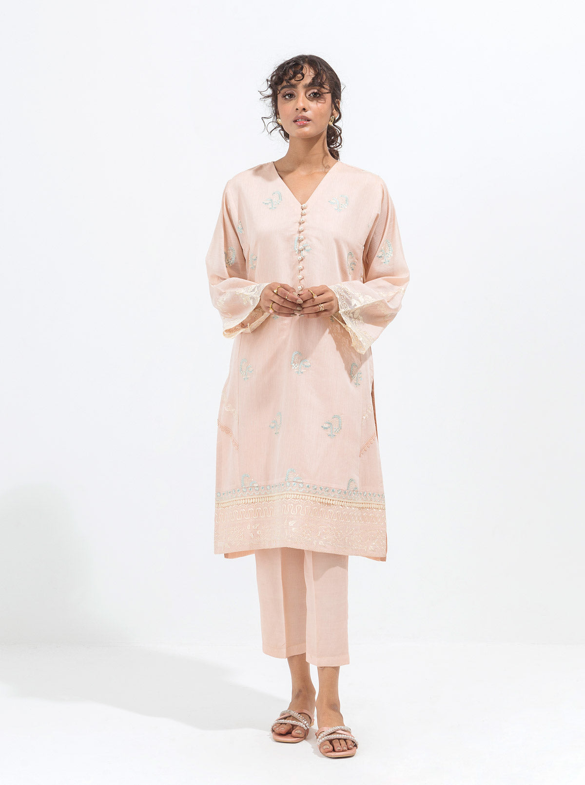 EMBROIDERED PAPER COTTON SHIRT (LUXURY PRET)