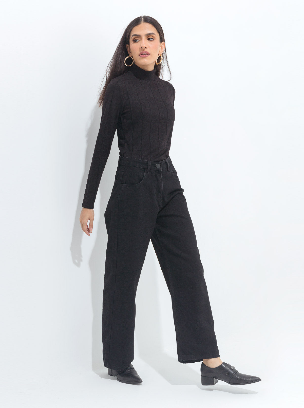 BLACK WIDE LEG JEANS