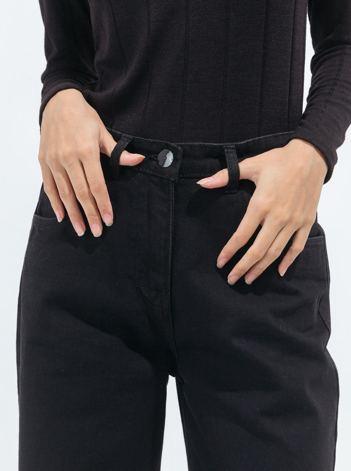 BLACK WIDE LEG JEANS