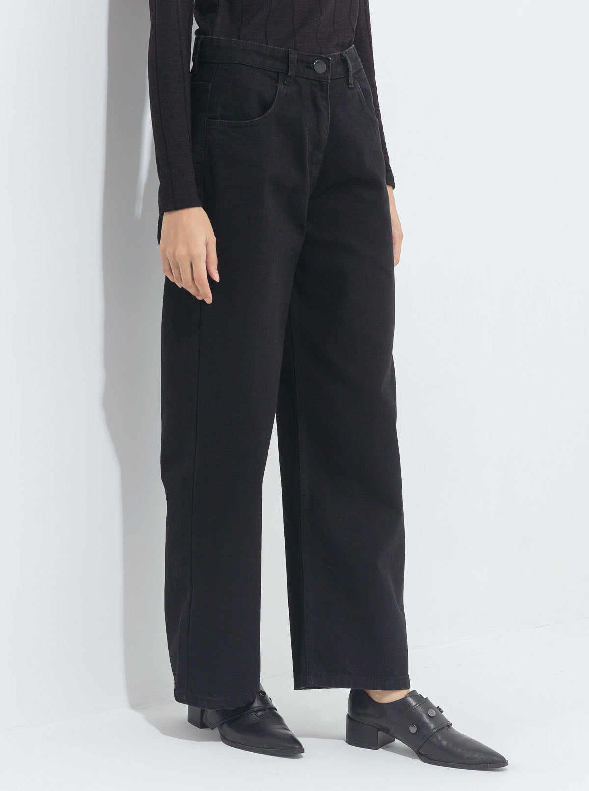 BLACK WIDE LEG JEANS