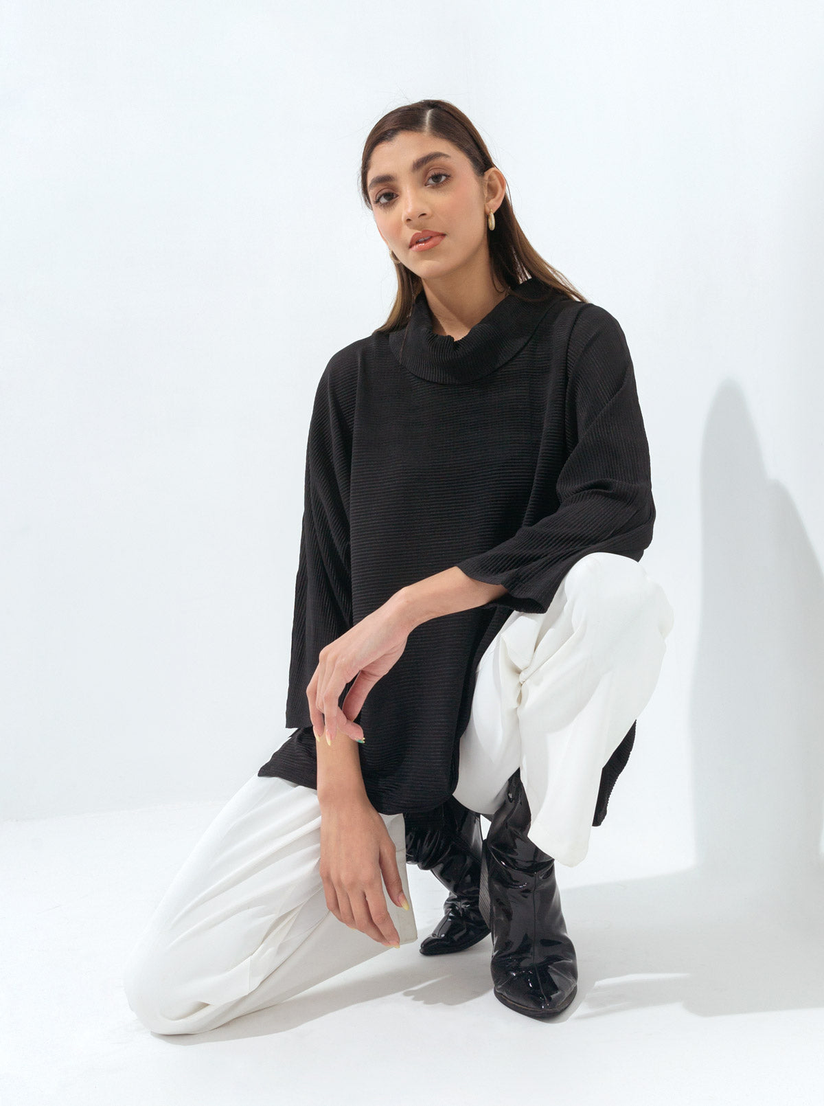 BLACK SILK JERSEY TOP
