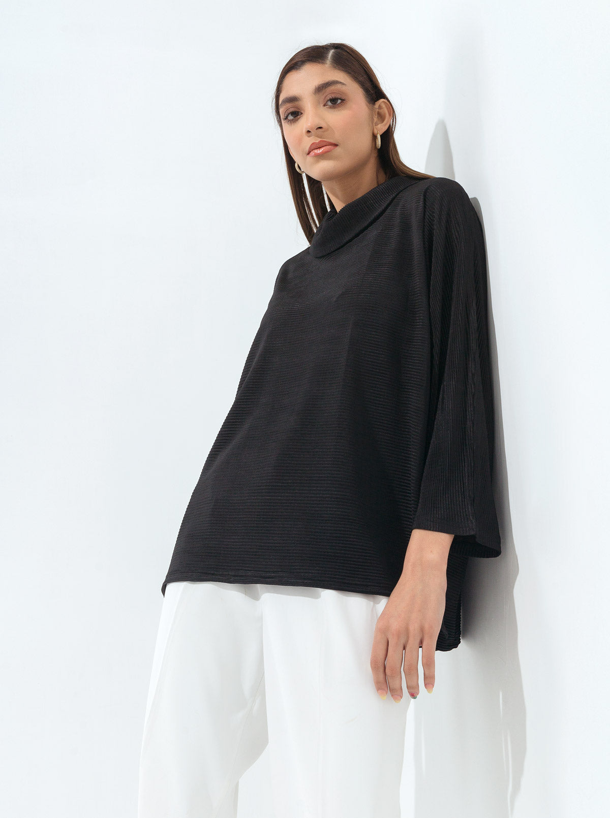 BLACK SILK JERSEY TOP