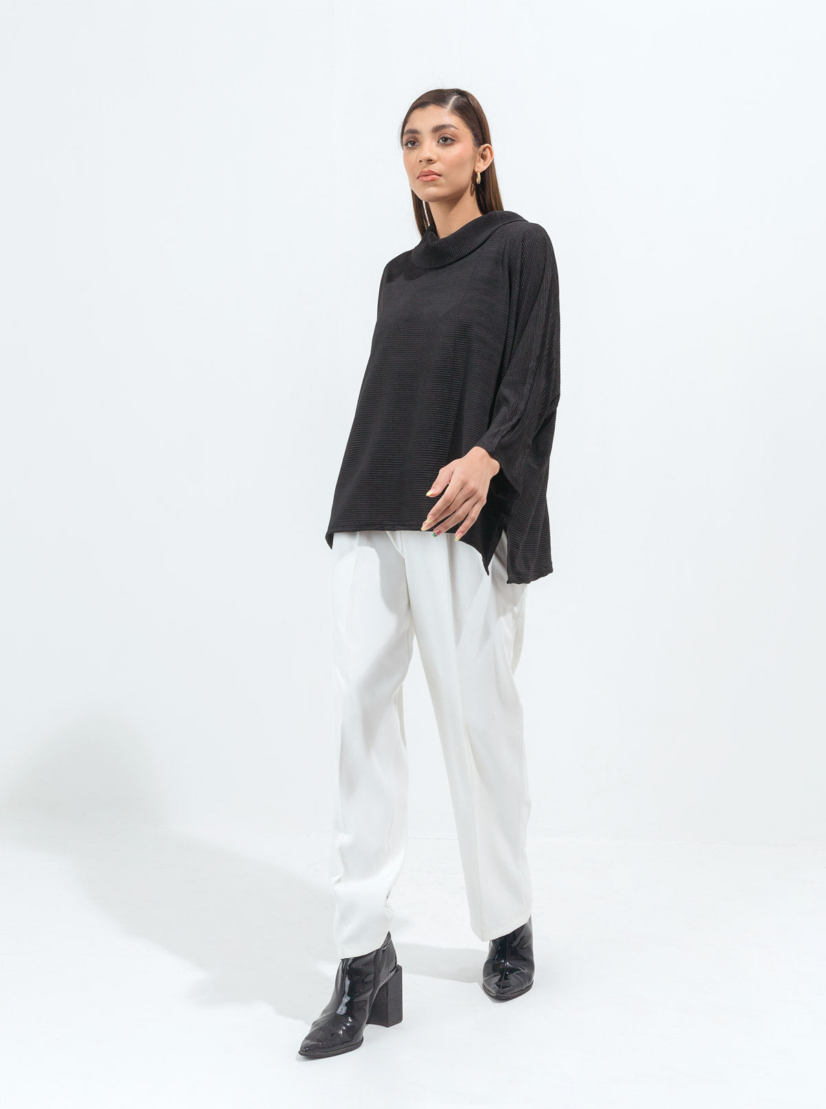 BLACK SILK JERSEY TOP
