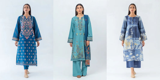 Unstitched khaddar and cambric dresses for women