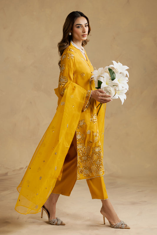 3 PIECE EMBROIDERED SILK SUIT (LUXURY-PRET)