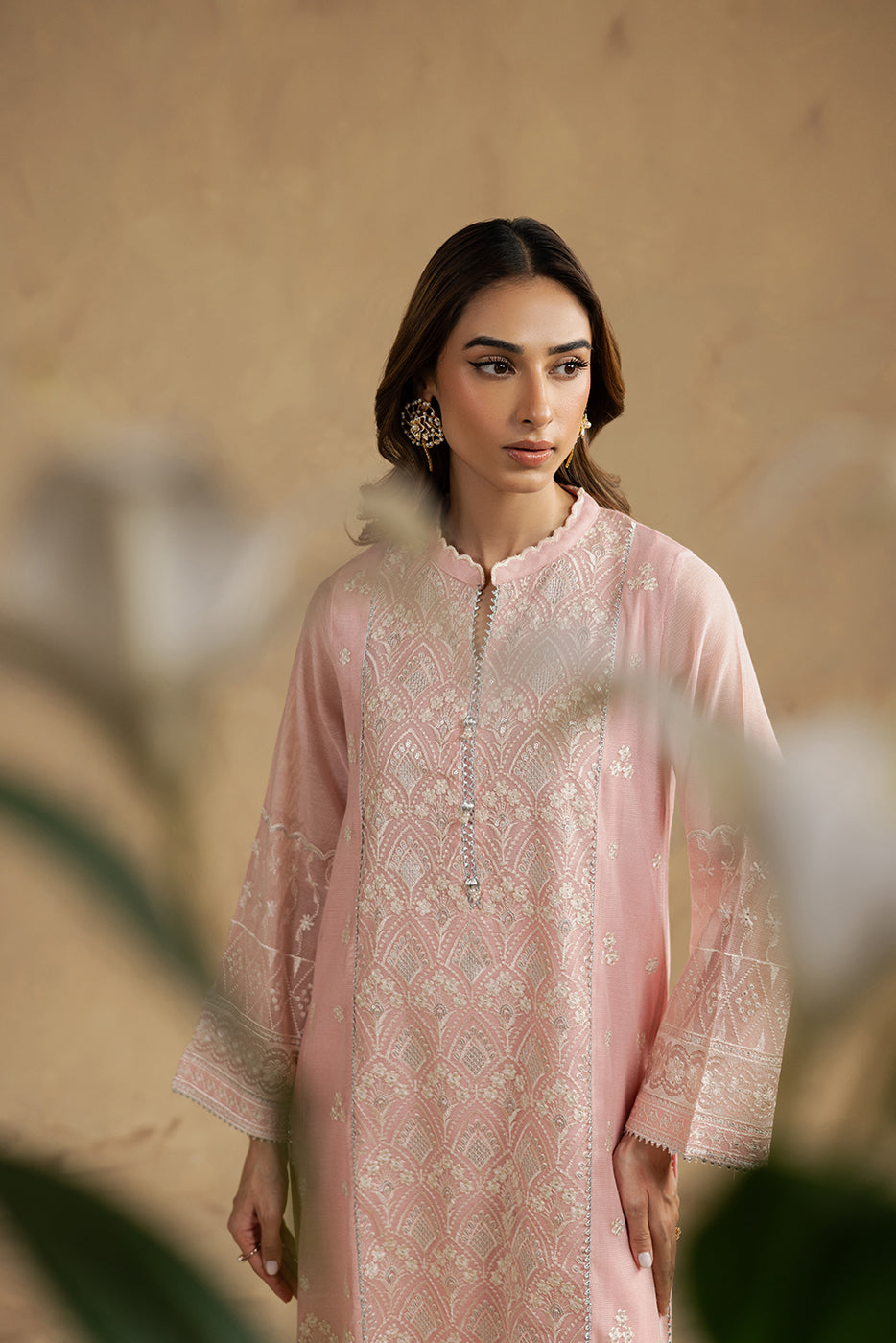 2 PIECE EMBROIDERED KHADDI NET SUIT (LUXURY-PRET)