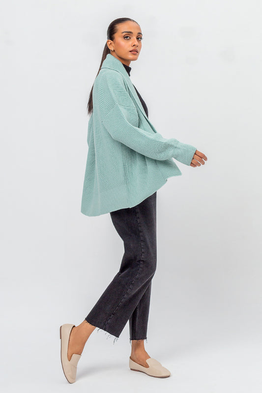 KNITTED SHAWL COLLAR SHRUG