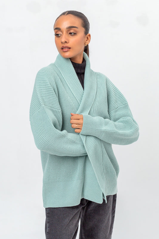 KNITTED SHAWL COLLAR SHRUG