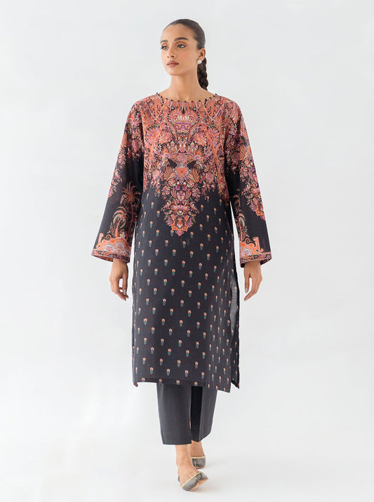 1 PIECE - PRINTED CAMBRIC SHIRT - BLACK BROCADE MORBAGH WN_23   
