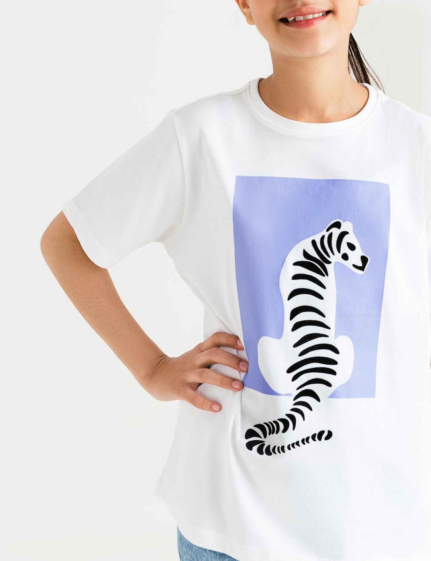 TIGER FLOCK PRINTED T-SHIRT WITH SHORT SLEEVES