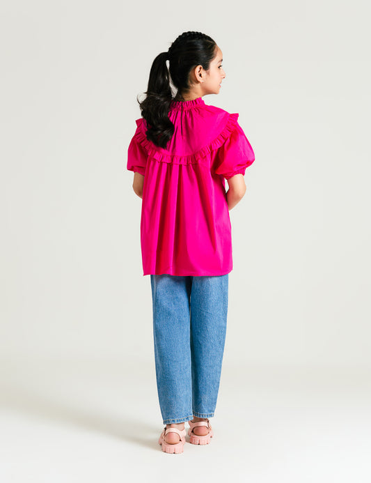 STYLISED TOP WITH PUFF SLEEVES