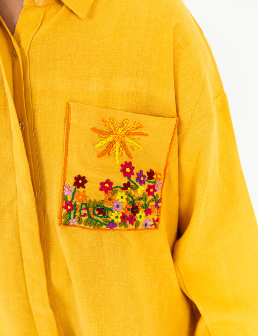 STYLISED BUTTON DOWN EMBROIDERED TOP