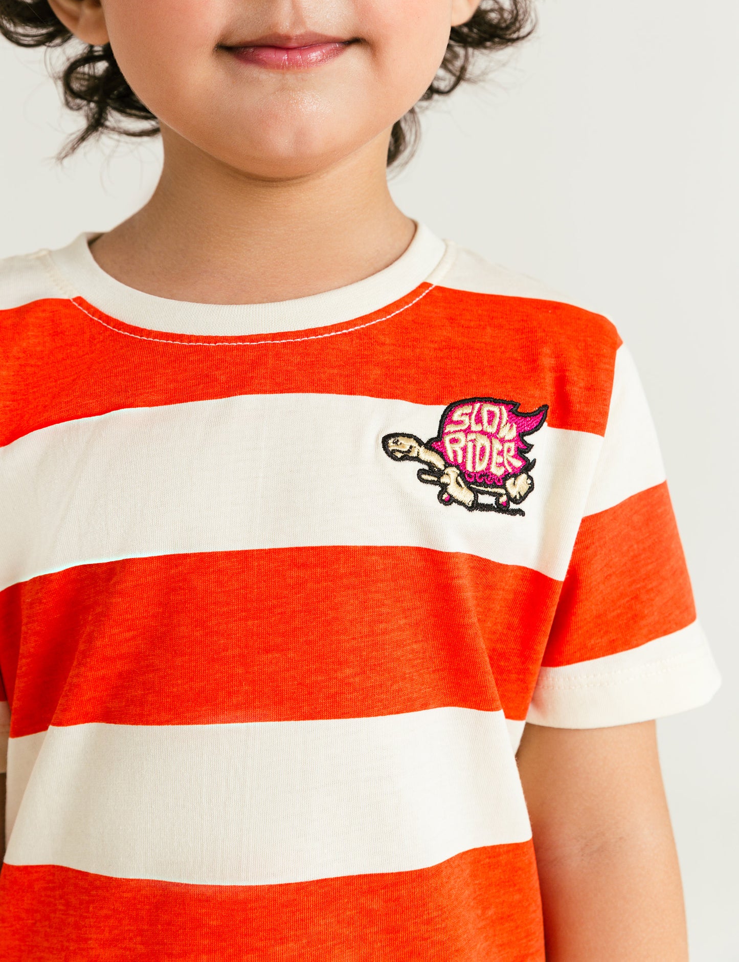 SLOW RIDER STRIPED GRAPHIC T-SHIRT