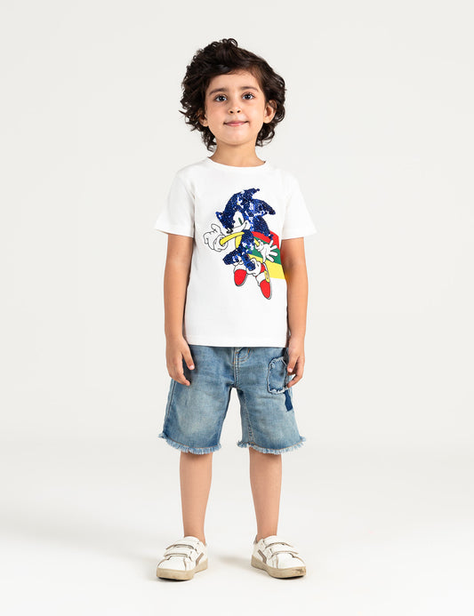 SONIC GRAPHIC T-SHIRT WITH SEQUIN EmbroideredELISHMENT