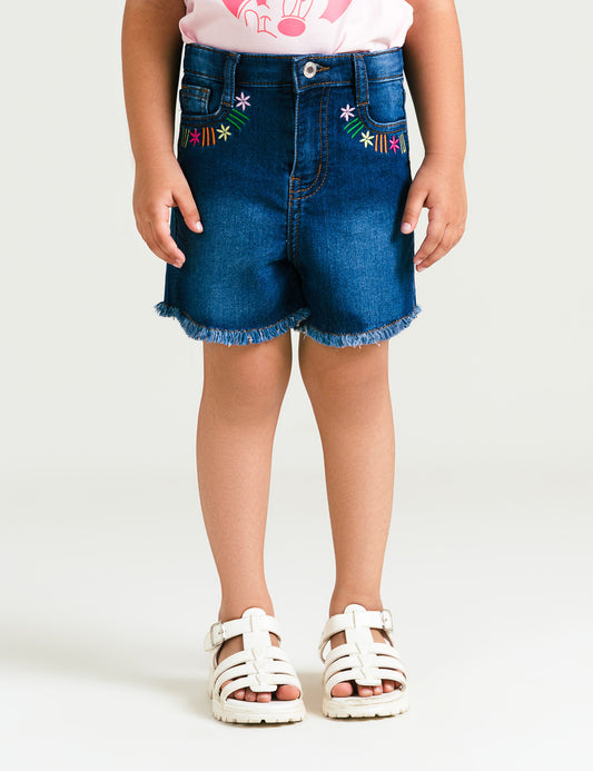 EMBROIDERED DENIM SHORTS