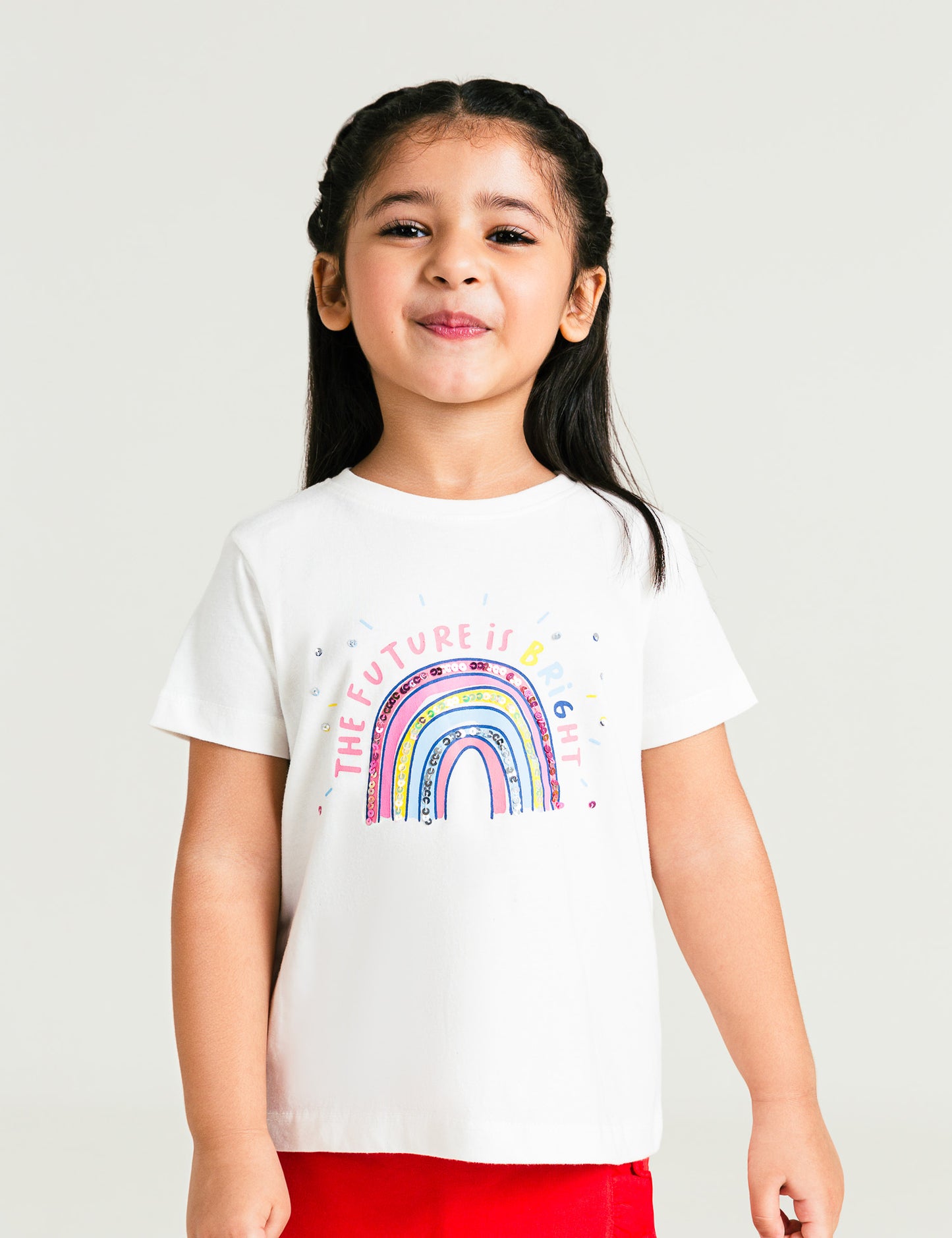 SEQUINED RAINBOW GRAPHIC T-SHIRT