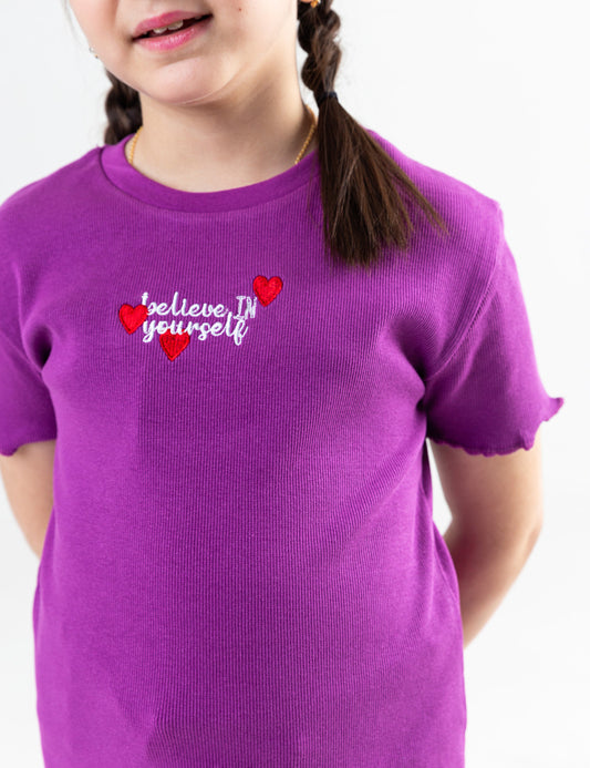 BELIEVE IN YOURSELF EMBROIDERED T-SHIRT