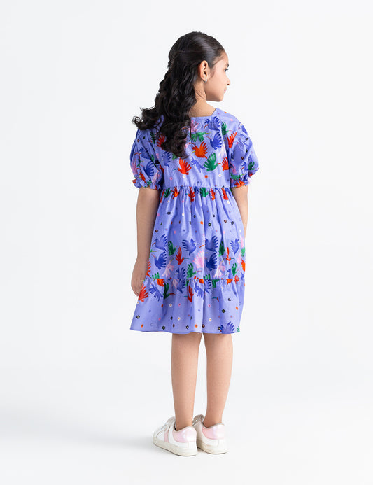 BIRDS PRINTED DRESS