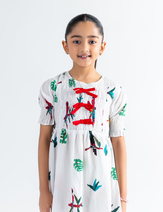 TROPICAL PARROT PRINT DRESS