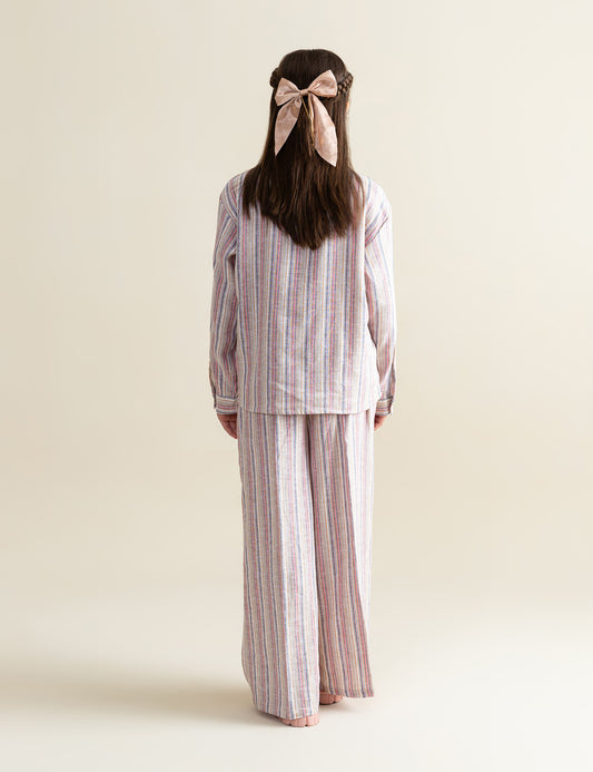 2 PIECE STRIPED EMBROIDERED SUIT