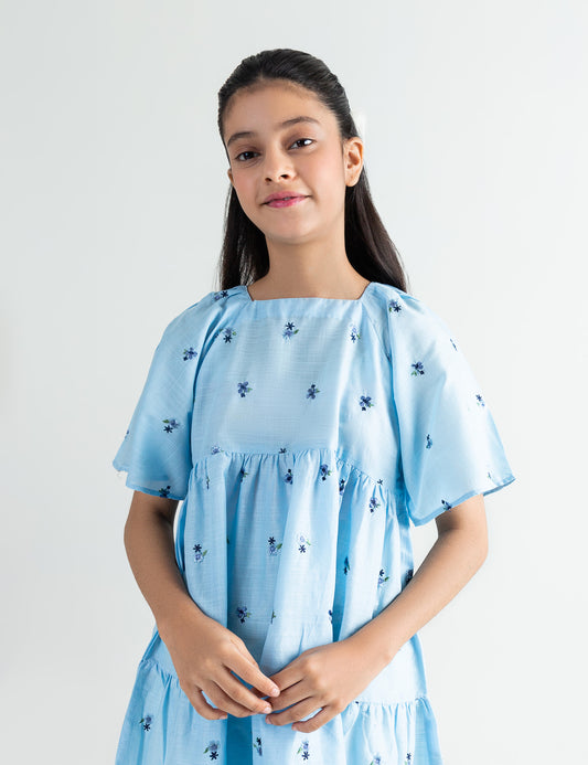 EMBROIDERED TIERED DRESS