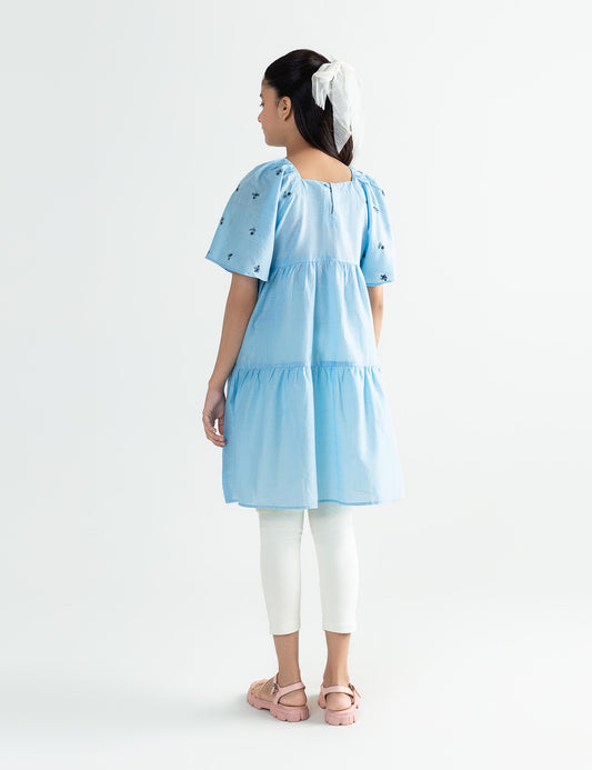 EMBROIDERED TIERED DRESS