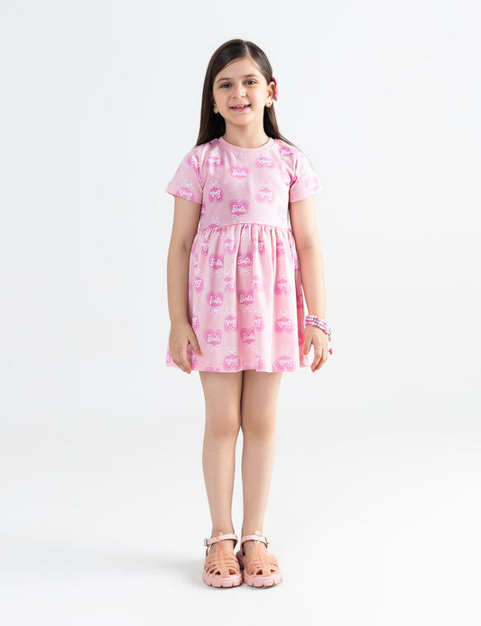 ALLOVER BARBIE PRINTED DRESS