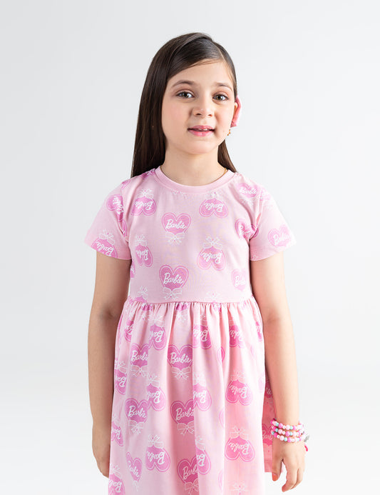 ALLOVER BARBIE PRINTED DRESS